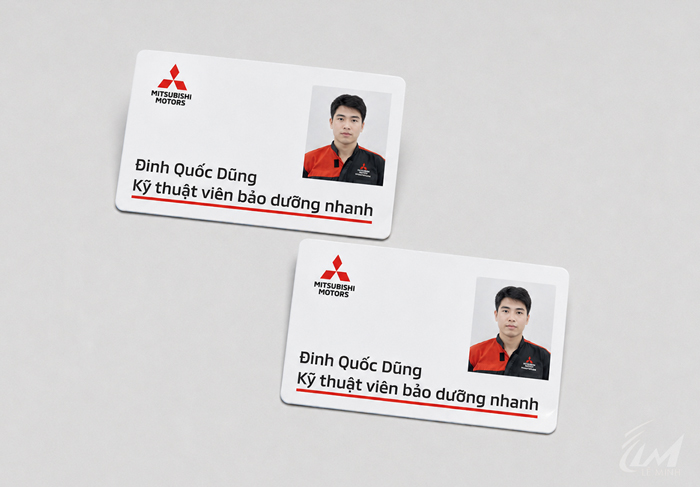 làm thẻ nhân viên showroom xe mitsubishi