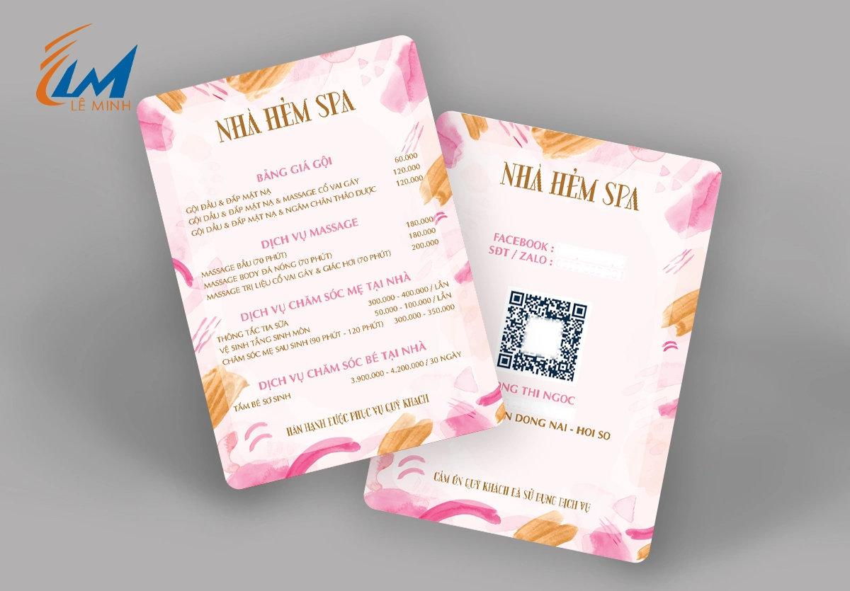 Menu nhựa in 2 mặt A4